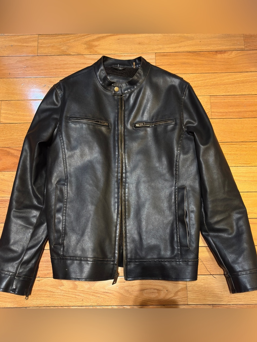 Vintage Rare NYC Search & Destroy GIII Faux Leather Jacket Moto Biker Teacore M